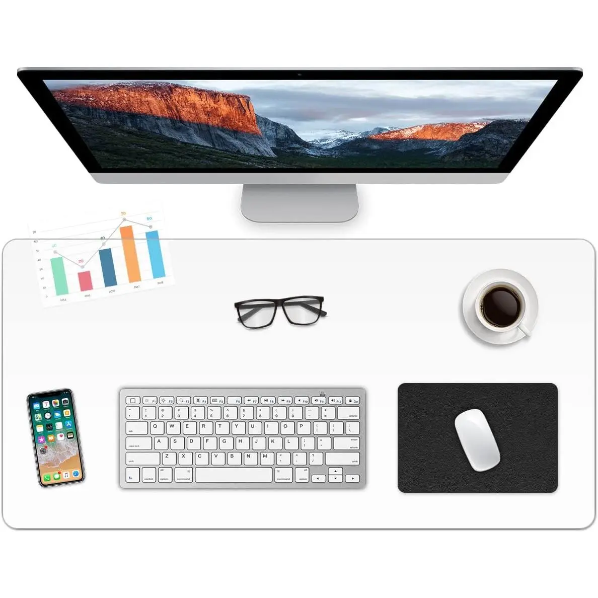 24 x 48 Inches Clear Desk Cover Protector Multifunctional Office Desk Pad Mat Blotter Plastic Table Cover Desktop Protector PVC Table Pad for Writing Desk Dining Coffee Table with Mouse Pad