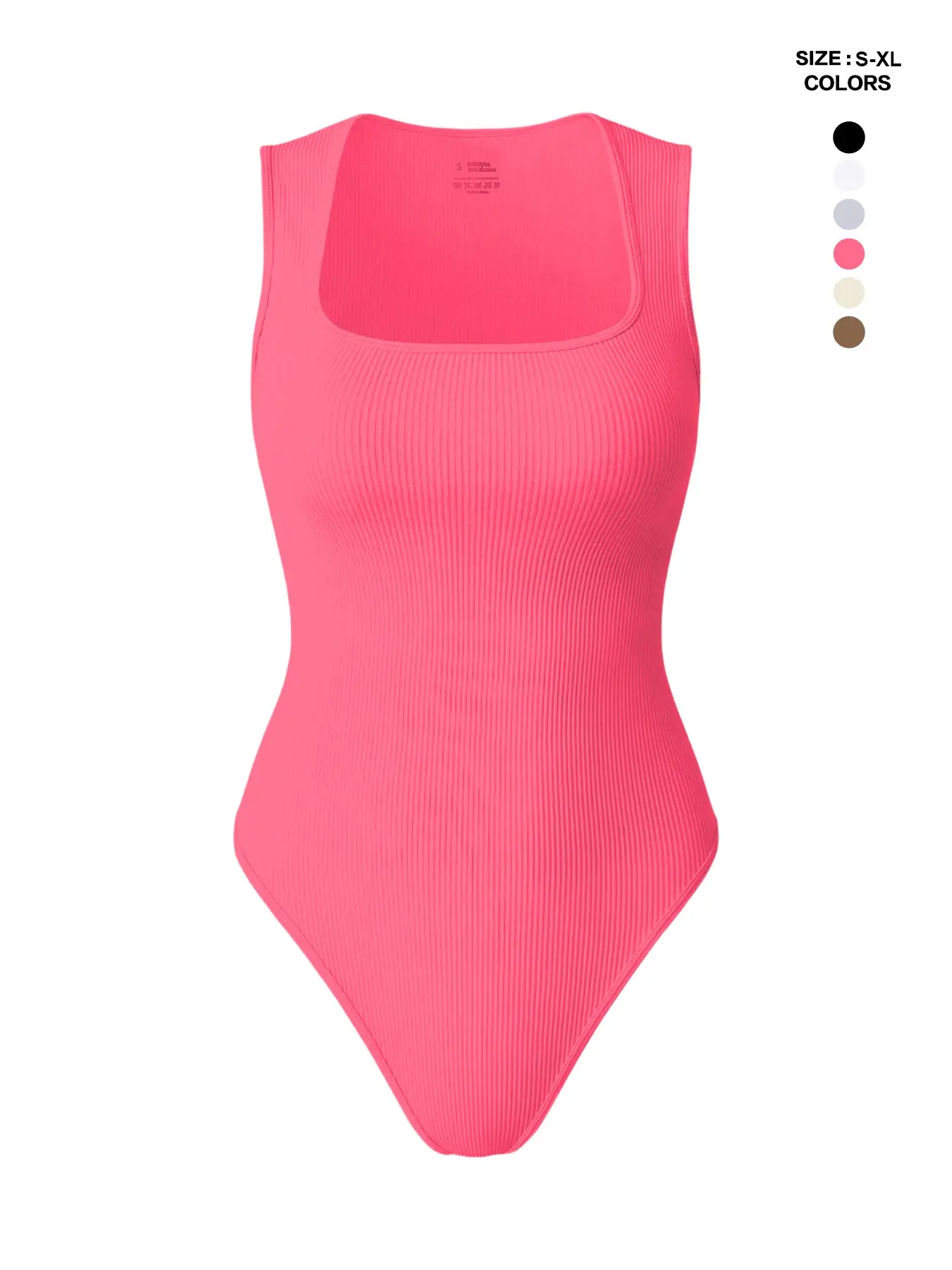 Wide Strap Square Neck Ribbed Thong Bodysuit, Stretchy Rib Fabric, Multi Solid Colors, Ideal for Daily Wear, Yoga & Casual Layering