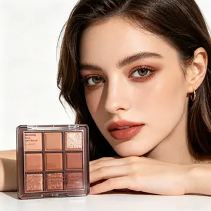 Brown 9-Color Eye Shadow Palette, Eyeshadow Makeup, Shimmer Matte, Matte And Glitter, Easy Application, Perfect for Daily Use, Parties, Birthdays, Weddings