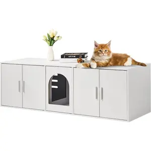 VEVOR Cat Litter Box Enclosure for 2 Cats, Litter Box Furniture Hidden 47.2in