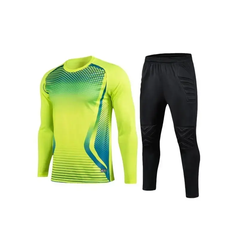 2-Piece Soccer Goalkeeper Set with Foam Elbow Pads, Colorful Geometric Breathable Quick-Dry Long Sleeve Shirt & Training Pants