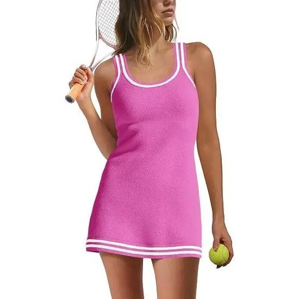 Nirovien Womens Tennis Dress with Shorts Sleeveless Athletic Romper Dress Knit Active Dresses Workout Outfits