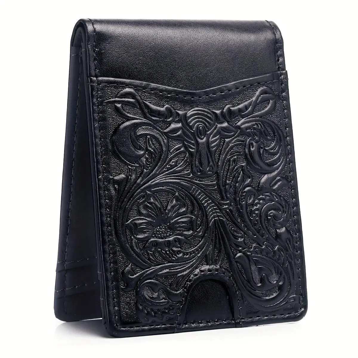 Men's Western Full Grain Leather Bifold Short Wallets for Men with 11 Slot Credit Card Holders Slim Minimalist Wallet,Gifts for Men
