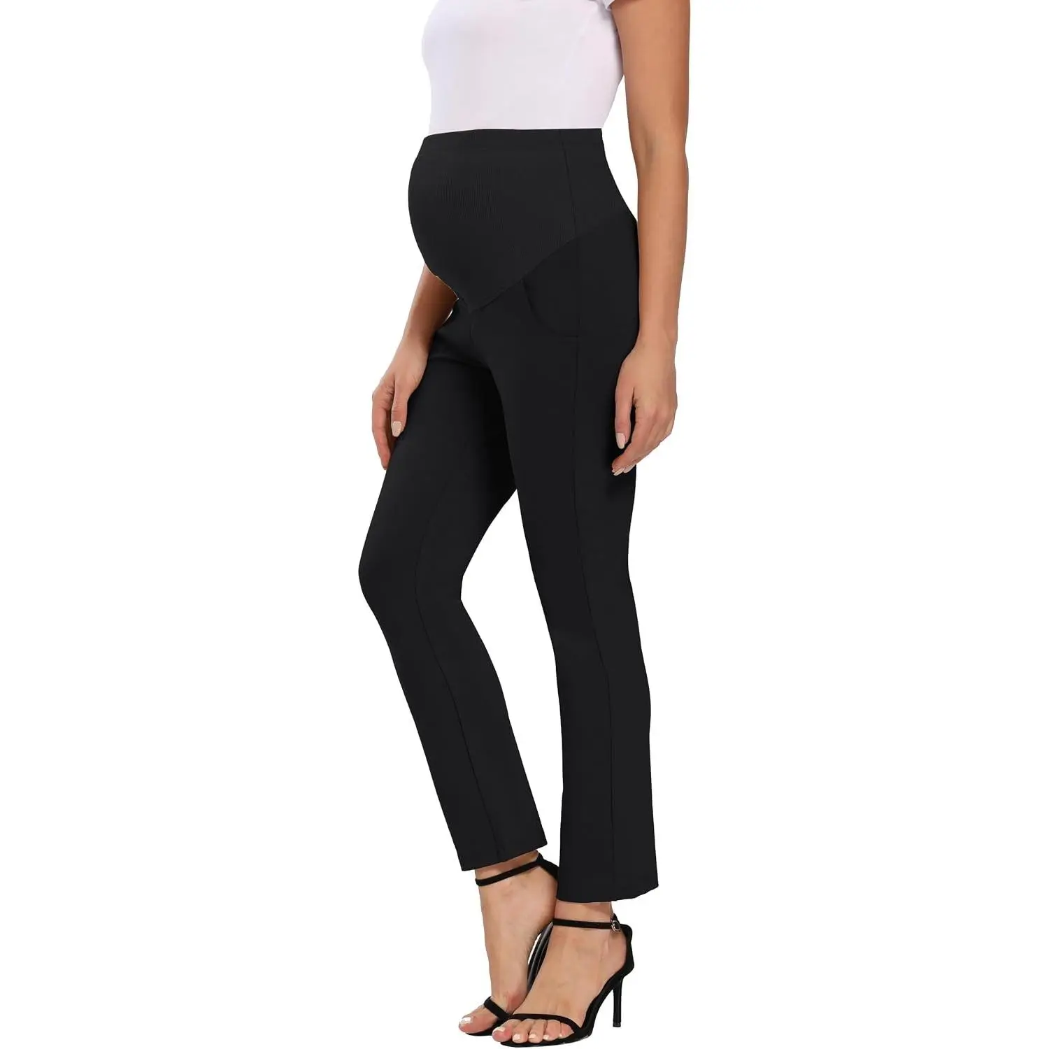 Women's Maternity Pants for Work Over The Belly | Business Office, Bootcut Dress Pants, Stretch Pregnancy Slacks