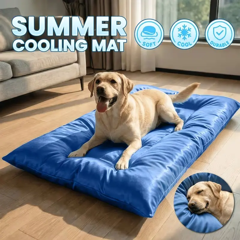 Extra Large Summer Pet Bed for Cats and Dogs, Breathable Mesh, Thick Polyester Fiber, Non-Slip Base, Soft Plush Sofa Bed, All Seasons Use