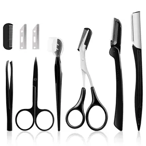 9 In 1 Eyebrow Grooming Kit Multipurpose Dermaplaning Exfoliating Face Tools Portable Beauty Set for Women Daily Makeup Use