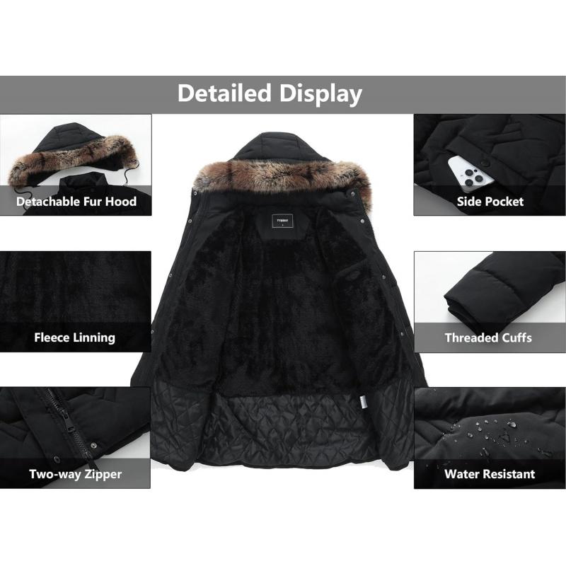 Women's Winter Coat Waterproof Long Insulated Parka with Detachable Hood