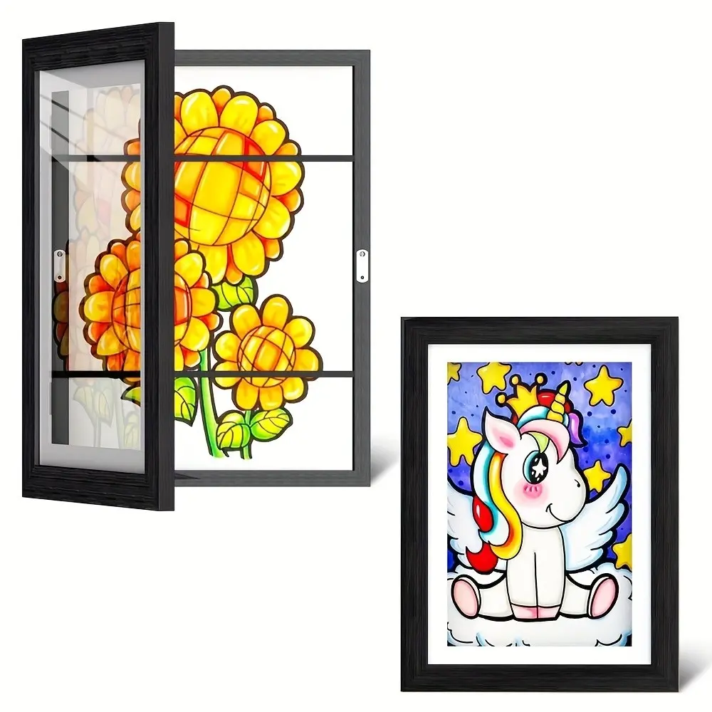 Magnetic Storage Frame with Corner Protection, Acrylic Art Frame, Floral Wall Decor, Ideal for Home, School, Office, Gifts, Cute Picture Frames