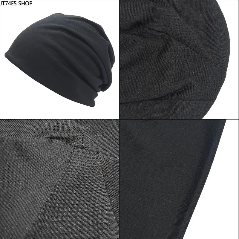 New Solid Color Beanie Hat, Double-Layer Thin Stretchy Stackable Pullover Hat, Lightweight Sleep & Windproof Head Wrap Hat