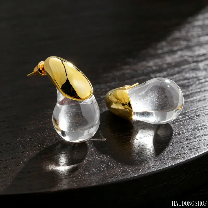 Quiet Luxury Minimalist Clear Resin Teardrop Stud Earrings, Versatile Chic Transparent Water Drop Ear Jewelry, Dainty Elegant Accessory For Women Daily Office Dating Outfits,Halloween,Cartoon,Set