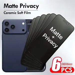 6-Pack Matte Privacy Ceramic Film Screen Protector for iPhone 17/16/15/14/13/12/11/X/XS MAX/XR, Anti-Fingerprint, Anti-Oil Stain, Soft Membrane
