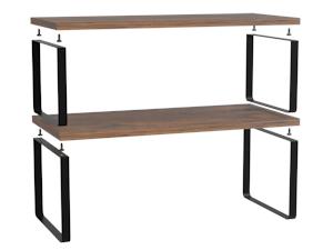2-Pack Stackable Cabinet Shelf Organizer | Expandable Kitchen Pantry Spice Rack for Counter,Cupboard Storage | Black/Brown