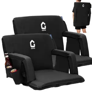 Wide Bleacher Chair – 2.5" Thick Cushion, 6-Position Recline, Armrests – 2 Pockets & 2 Cup Holders, Anti-Slip Base – for Sports, Concerts, Parks