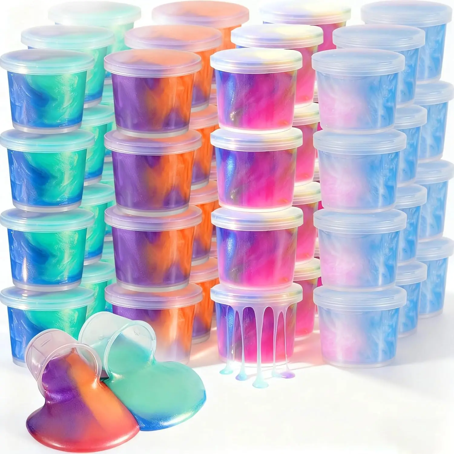 24Pack Slime kit Party Favors for Girls & Boys, Colorful Slime Set, Non-Sticky DIY Slime Toys for Christmas Stocking Stuffers, Easter Basket Stuffers Classroom Reward