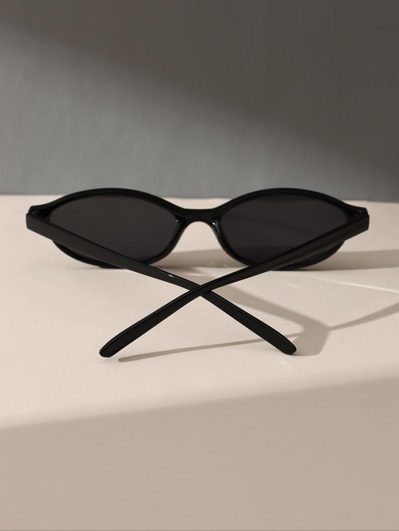 Women's Vintage Oval Frame Sunglasses, Classic Oval Sunglasses, Trendy Casual Sunglasses for Everyday Use, Fashion Accessories for Outdoor Activities