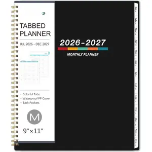 Planner 2026-2027 - 2026-2027 Monthly Planner, Monthly Calendar, 9" x 11", Jul 2026 - Dec 2027, Large, -wire Binding, 18 Months Tabs, Holidays, Two-Sided Pocket, Thick Paper