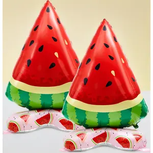 4 Pack Watermelon 4 ft Giant Standing Fruit Foil Balloon Summer Party Decorations Aluminum Balloons for Berry First Birthday Freshly Graduated Summer Themed Parties