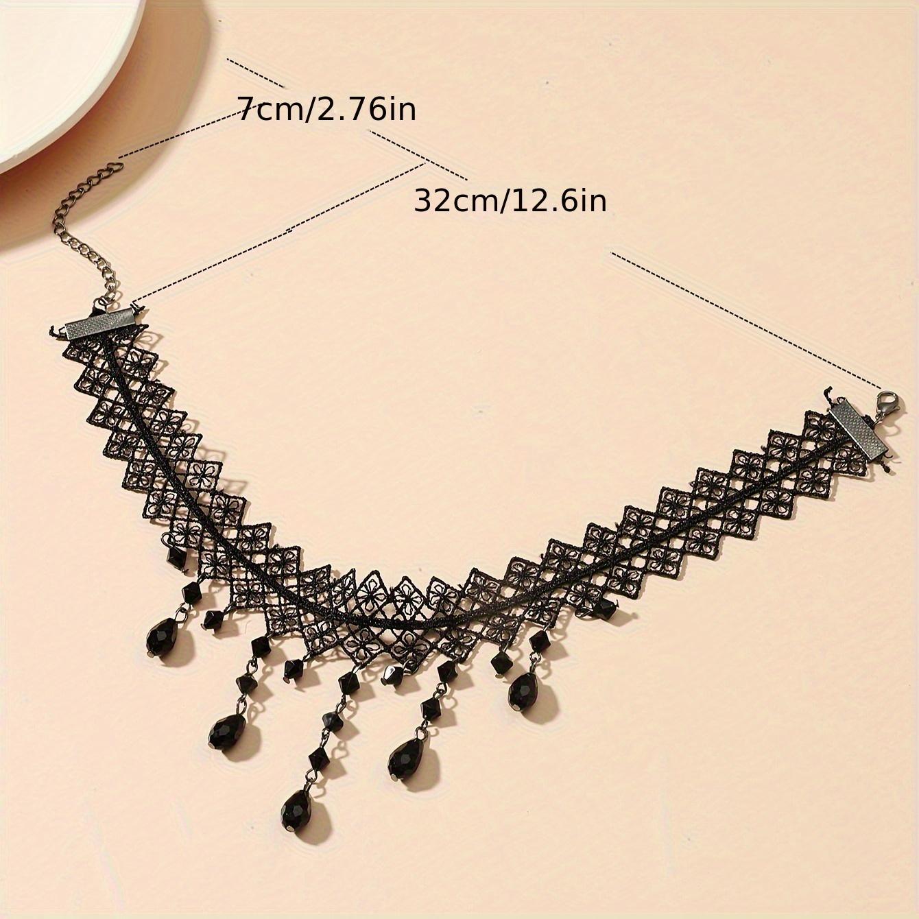 Perfect for Weddings, Parties & Halloween - Elegant Black Lace Choker with Water Drop Pendant