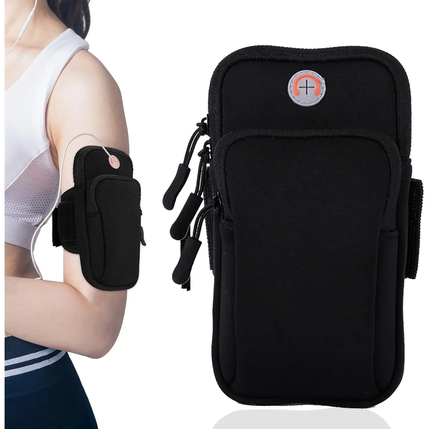 Armband, Running Gym  Smartphone Arm Bag with Earphone Hole Multifunctional Pockets foriPhone 15, 14, 13, 12, 11 Pro Max, Xs, Xr, X, 8 Plus, SE, Galaxy S22 Ultra and