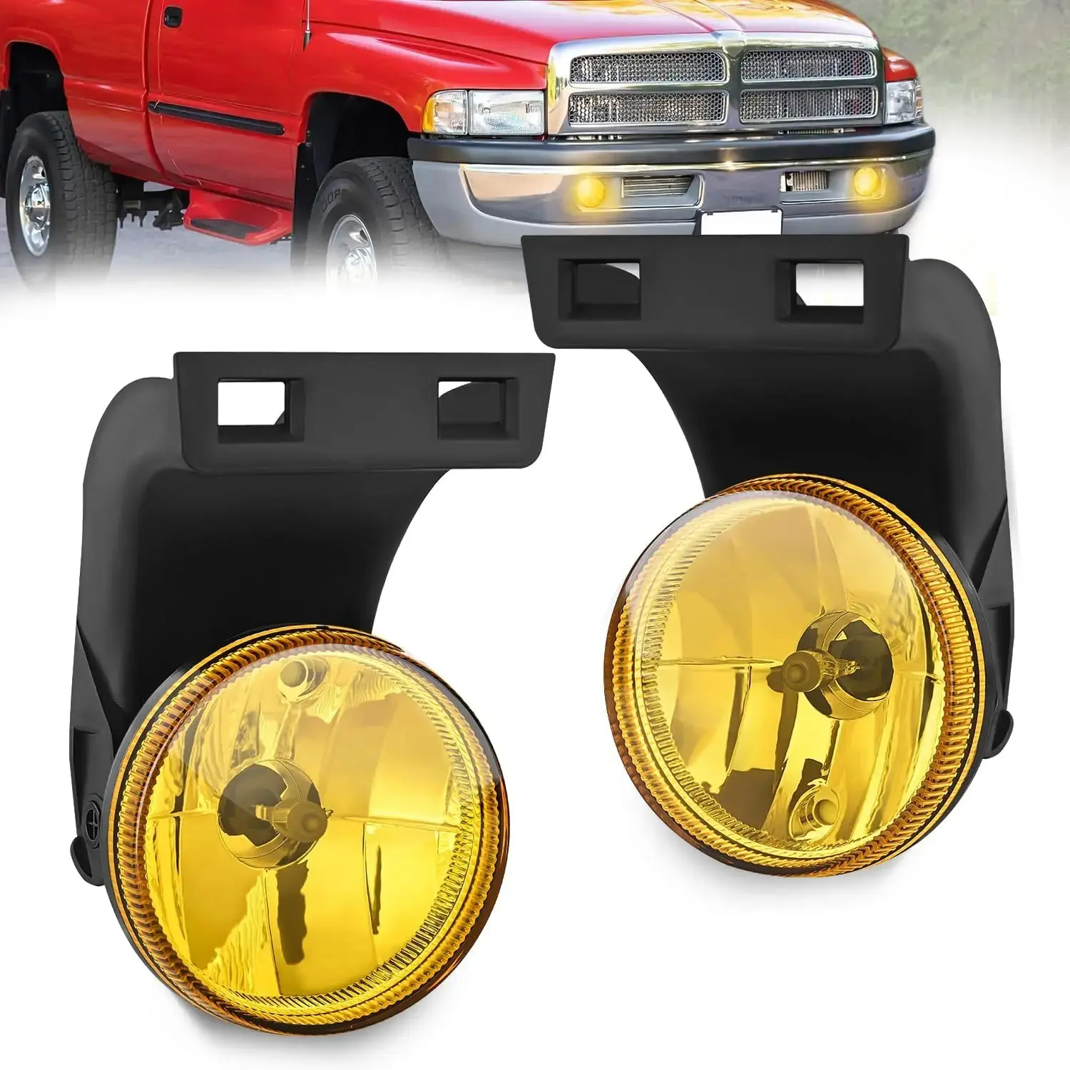 Nilight Automotive Replacement Car Fog Lights Assembly - 27W Warm, Durable, Weatherproof, OEM Grade, High Penetration Pair Set, Auxiliary Light, Truck Accessories, Accessories for Car for 1994-2001 Dodge Ram 1500 & 1994-2002 Dodge Ram 2500/3500
