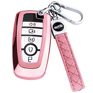 for Ford Key Fob Cover with Keychain,Key Fob Cover Case Shell for Ford Explorer Fusion Escape Edge Expedition F150 F250 F350 F450 F550 Maverick Mustang 3/4/5 Buttons Smart Key (Black)