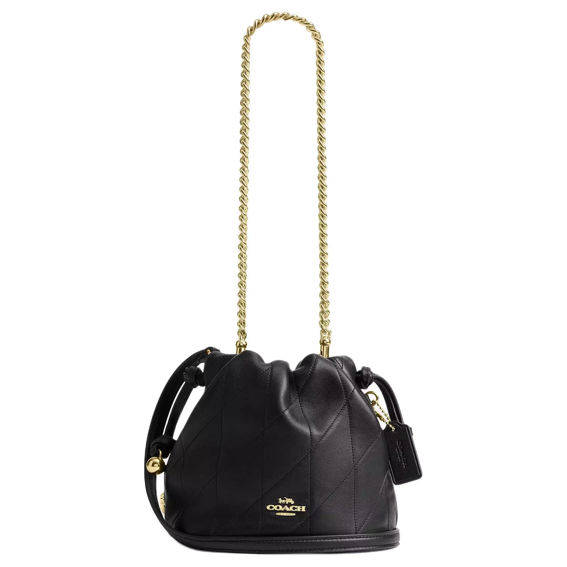 COACH Faye 17 Quilted Detail Lambskin Shoulder Bag, Small, Women’s, Black
