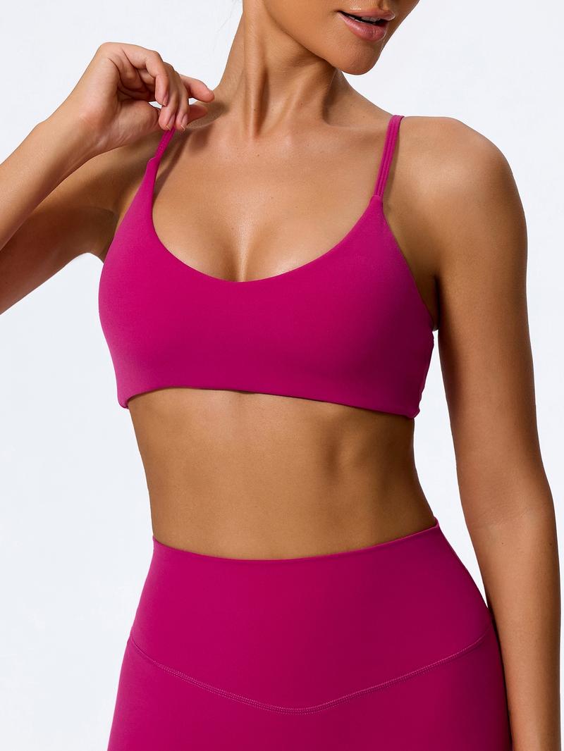 Women's Ultra-Soft Fabric Sports Bra, Tight-Fit Backless Yoga Top, Removable Pads, Ideal for Running & Fitness, Casual Daily Wear