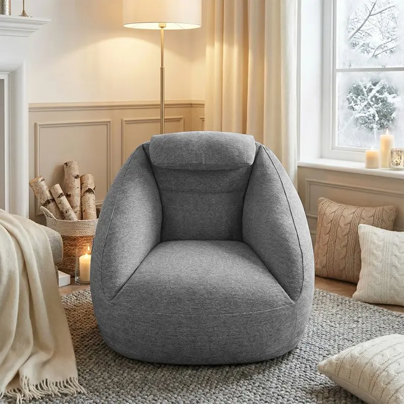 Nokaa Cloud Ergonomic Couch Charcoal One Size Modern Single Seater Sofa for Living Room, Compact Lounge Chair, Cozy Apartment Furniture, Durable Fabric, Space-Saving Design