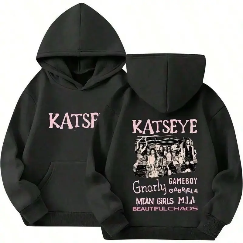 KATSEYE Music Album Graphic Hoodie K-Pop Fan Apparel Unisex Long Sleeve Hooded Sweatshirt Casual Streetwear Pullover,clothes for back to school,first day of school outfits