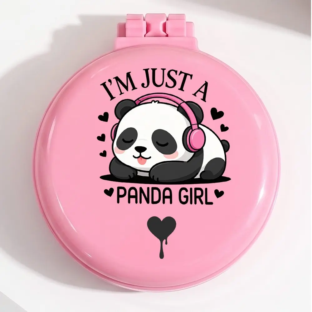 Circular Balloon Comb, Panda Pattern, Foldable Travel Hair Brush, Portable Mini Hair Comb, Ideal Birthday Gift, Hair Brush Round