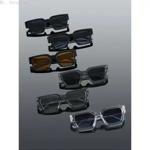 Unisex 6-Pack Rectangular Statement Frame Glasses - Classic Thick Full-Rim Frames, Burgundy Punk Retro Style, Polarized Dark UV-Protective Lenses, Lightweight Eyewear for Street Shooting, Daily Outdoor Use