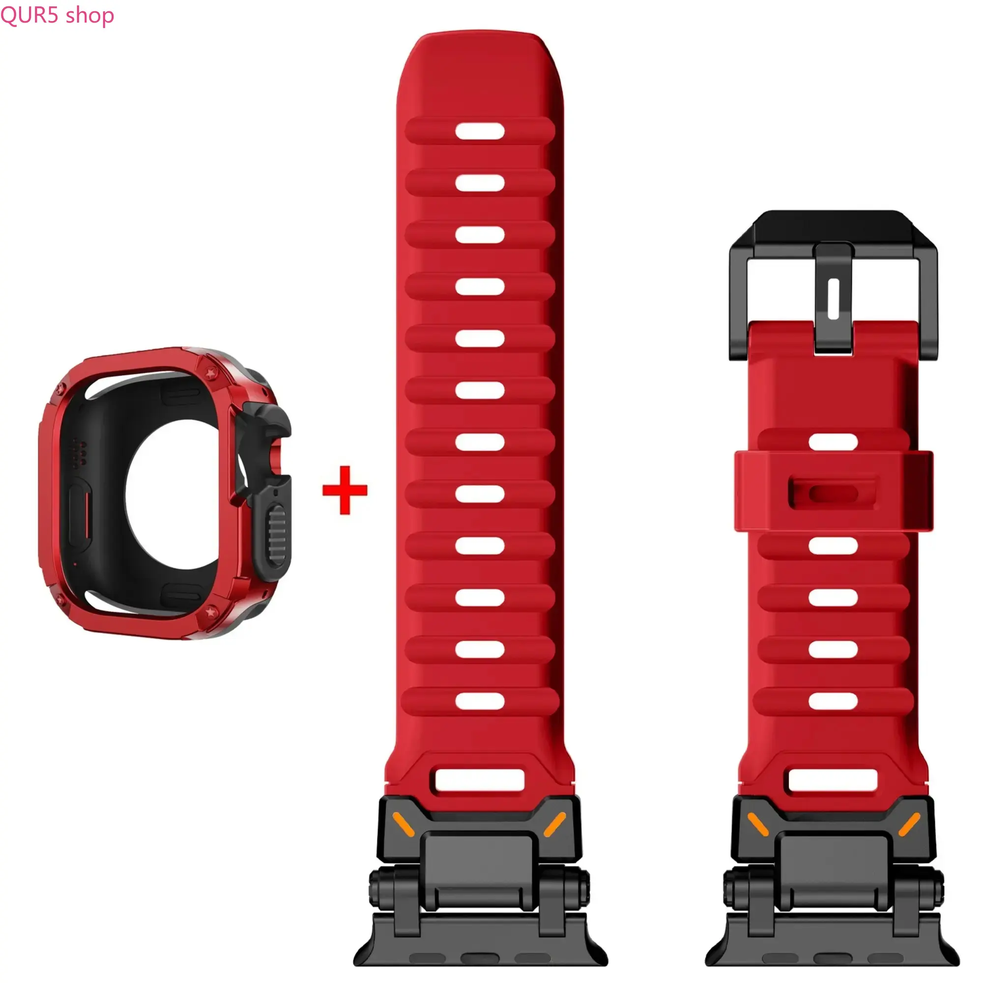 2026 Apple Watch Ultra 2-Pack Band & Case Combo, Fluororubber Sport Strap + TPU Shockproof Protective Cover, Rugged Outdoor Watch Accessories Compatible with Ultra 1/2/3 All 49mm Models