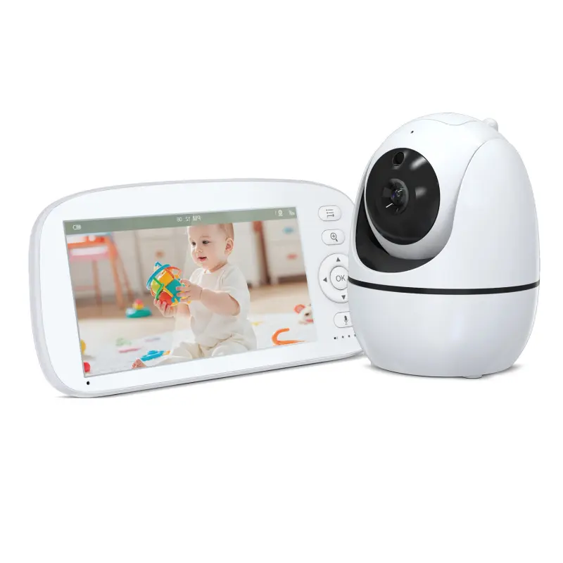 5-inch Baby Monitor with Camera and Audio, Newborn Nursery, No WiFi, Remote PTZ Control, Auto Night Vision, Room Temperature Monitoring, Two-Way Audio and Lullabies, 960 ft Transmission Range