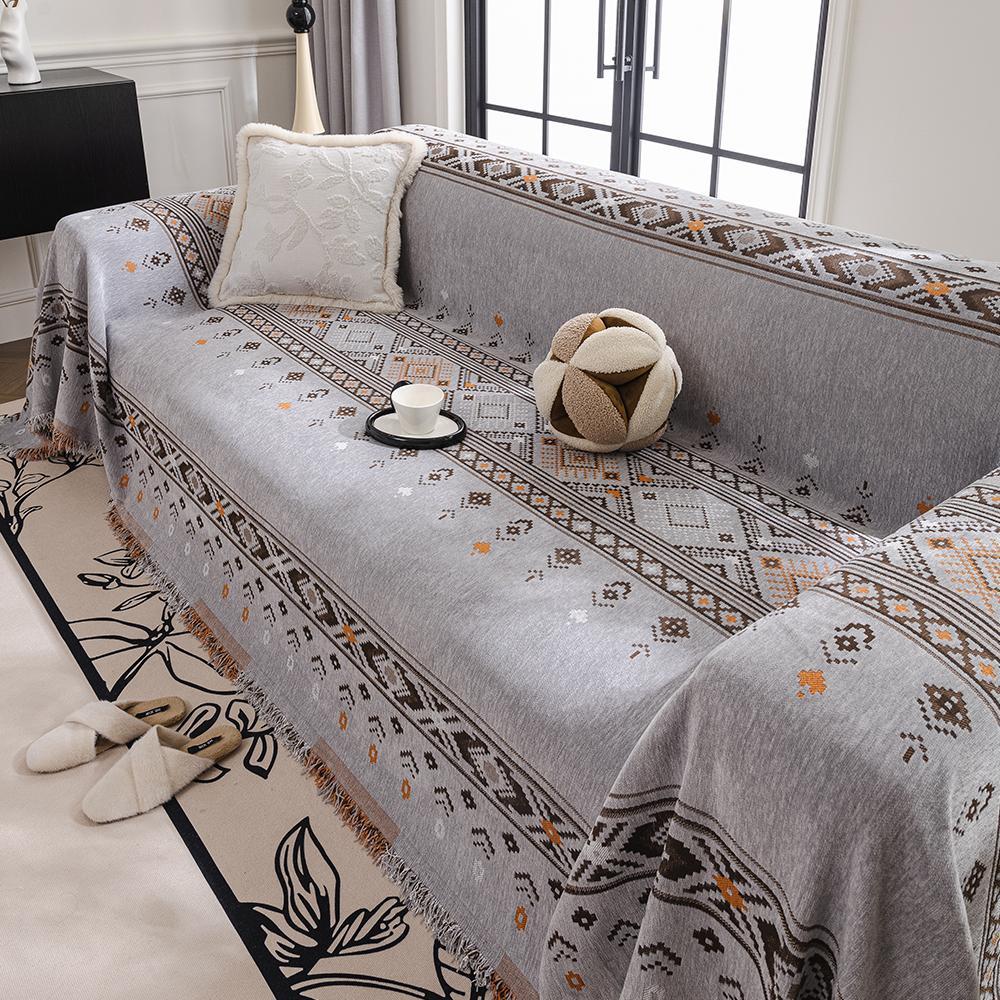 Boho Style Sofa Cover, 1 Count Dustproof Sofa Slipcover, Sofa Protector for Home Living Room Bedroom, Home Decor