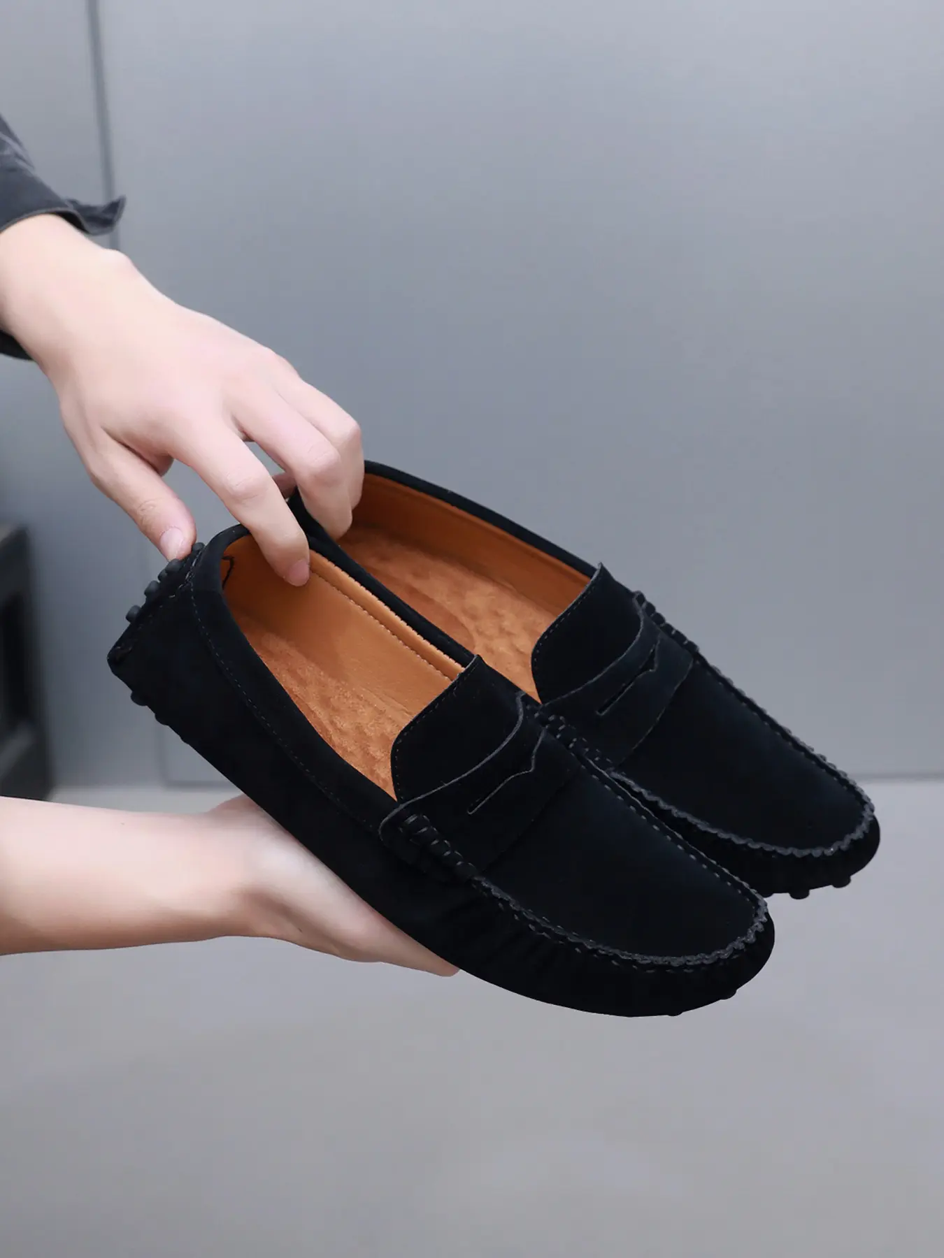 Men's Lightweight Bean Shoes, Slip-On Soft Sole Couples Driving PU Leather Loafers, Comfortable Non-Irritating, Handmade, Sizes 38-50, Multiple Colors