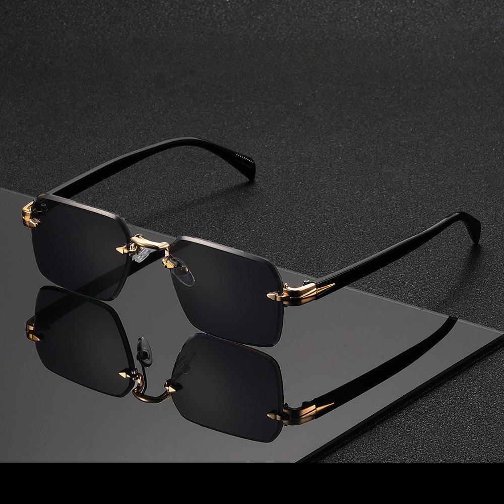 Luxury Brand Retro Sunglasses – Rimless Rectangle Design, Fashionable Shades for Men & Women, Ideal for Casual Summer Days, Sun Protection, and Trendy Outdoor Accessories