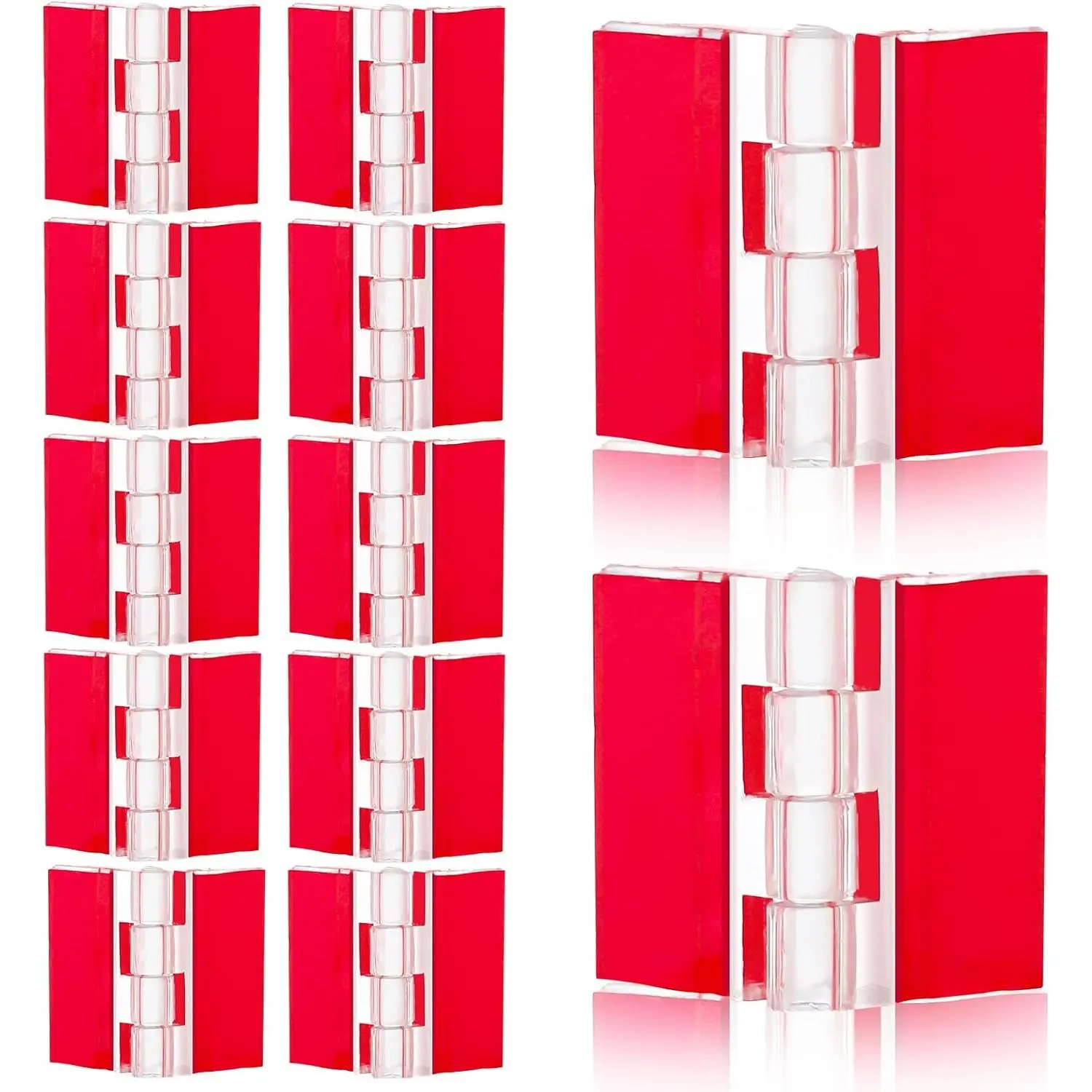 12 Pcs Plastic Acrylic Hinges Self Adhesive Clear Small Hinges for Cabinet Aquarium Lid Furniture Display Stand 35x30mm