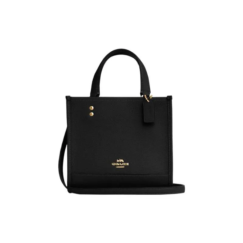 Coach Dempsey Tote 22 Handbag for Women – Minimalist Leather Tote with Detachable Strap, Black