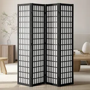 Room Divider, 4-Panel Japanese Style Wood Folding Privacy Screen For Indoor Use, Portable Japanese Partition Dividers For Room Separation, Home Office Restaurant And Bedroom Decor, Freestanding Lightweight Privacy Screen