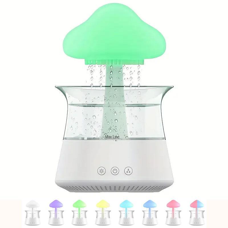 Cloud Shaped Desktop Air Humidifier, USB Powered Water Drop Humidifier with 7 Colors Changing, Waterfall Light Mushroom Sound Rain Cloud Aromatherapy Diffuser, Aroma Diffuser Humidifiers