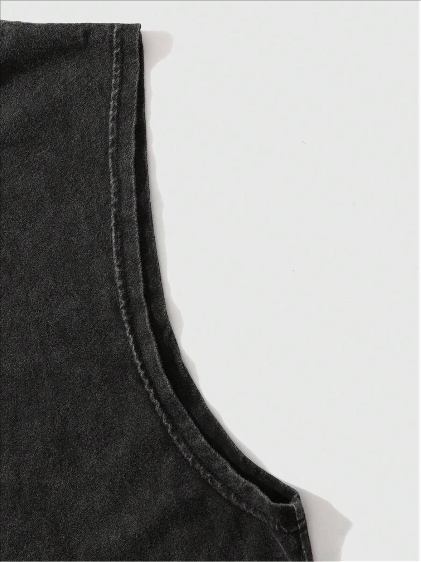 Men's Regular Fit Eye Print Round Neck Tank Top, Casual Sleeveless Crew Neck Top for Summer, Fashion Men's Top for Daily Wear, Socks