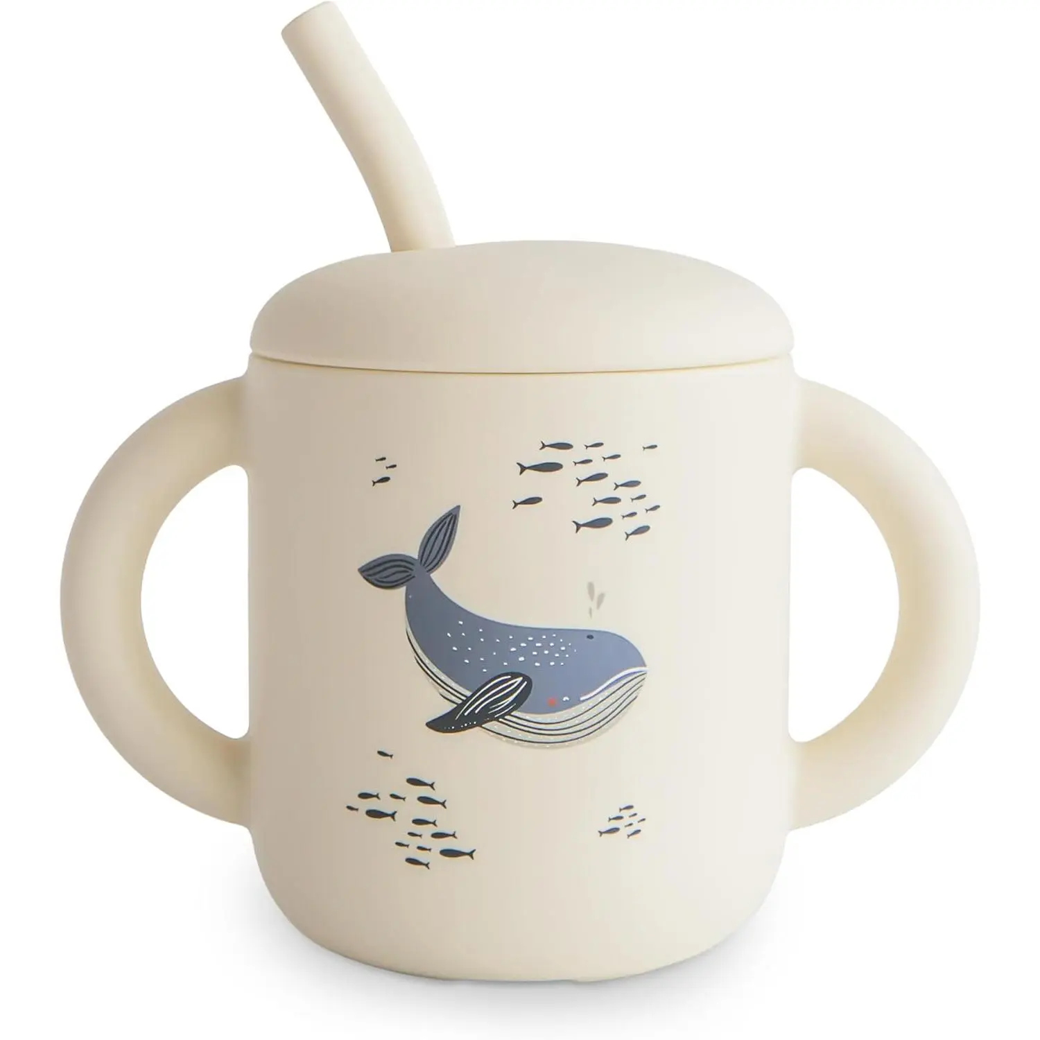 100% Silicone Training Cup & Straw for Toddlers| 6 Months+ (Whales)