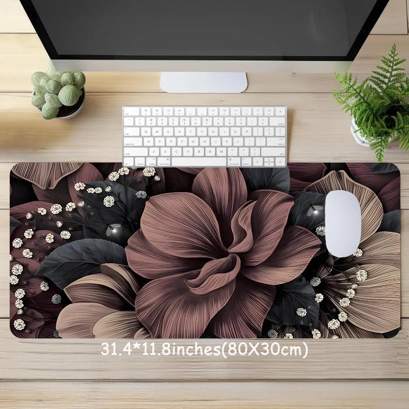 Flower Pattern Mouse Pad, Rectangle Gaming Mouse Pad, Office Desk Keyboard Mat for Home Office Desk, Desk Decor for Home Office