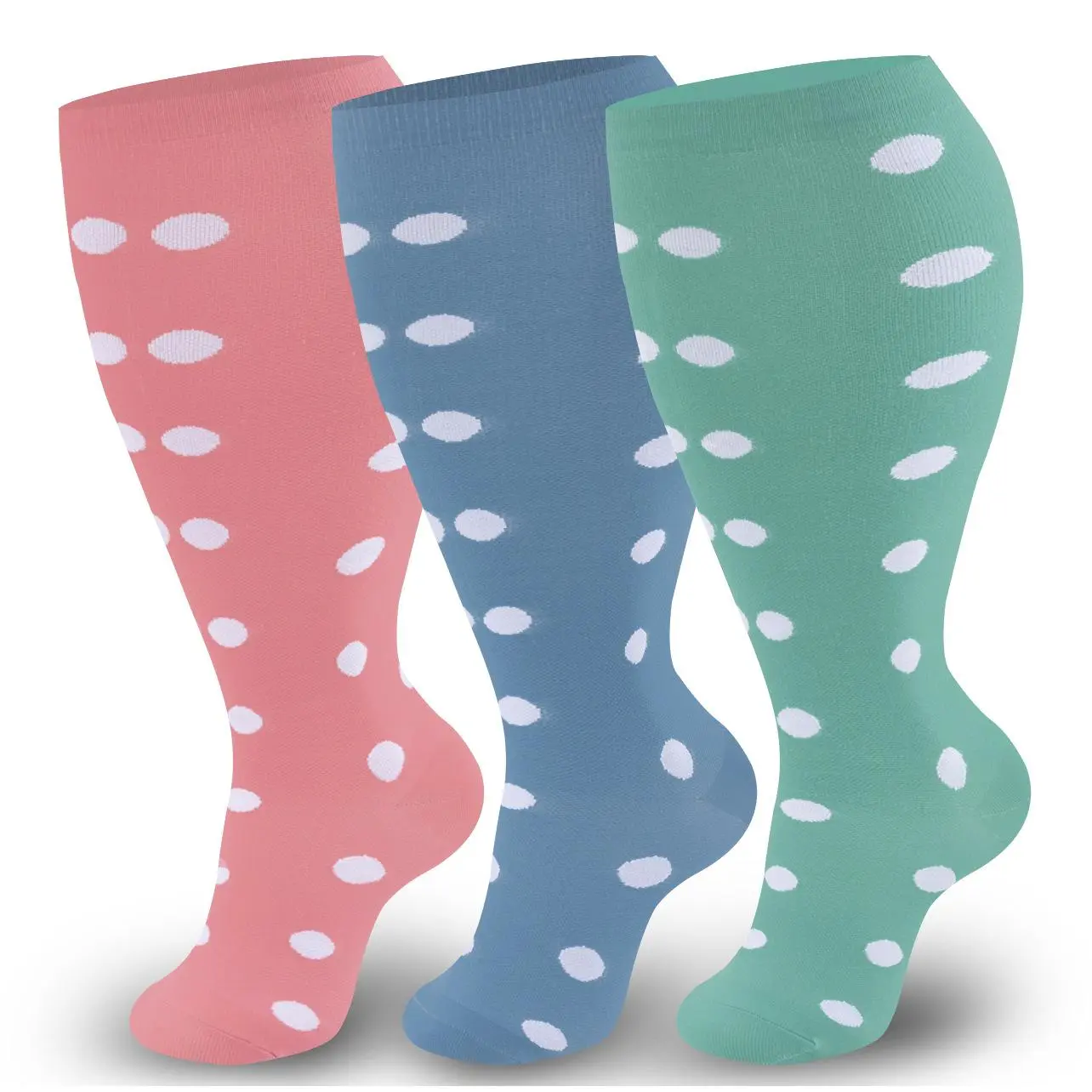 3 Packs Unisex Wide Calf Plus Size Knee High Compression Socks, Breathable Lightweight Moisture Wicking Soft Stretch Long Socks for Nurses, Teachers, Retail Workers, Daily & Holiday Wear.