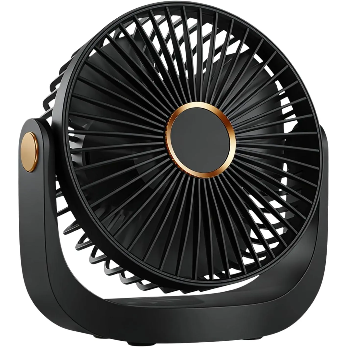 Portable Desk Fan, Rechargeable Table Fan with Night Light USB Electric Desktop Air Circulator Fans, 3000MAh  with 5 Speed 360° Adjustable for Cooling  Dorm Office Bedroom Bathroom Kitchen