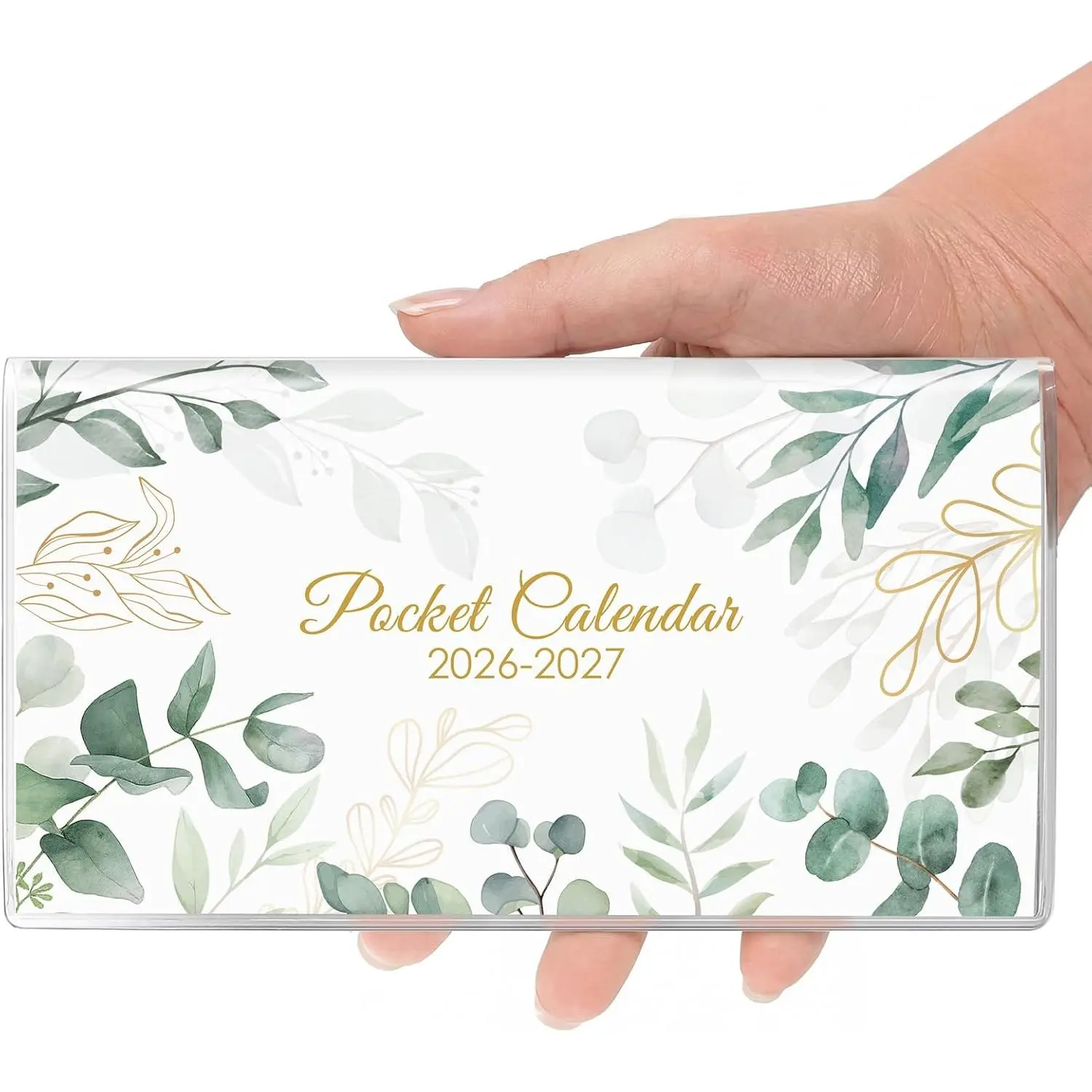 Pocket Calendar 2026-2027 for Purse, 2026-2027 Pocket Planner 24 Months with Soft  Cover and  Paper, 6.5" x 3.5", Leaf