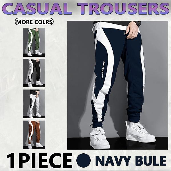 Men's Regular Fit  Splicing color Drawstring Waist Sweatpants, Casual Pocket Design Pants for Fall & Winter, fall outfit Men's Trousers for Daily Wear