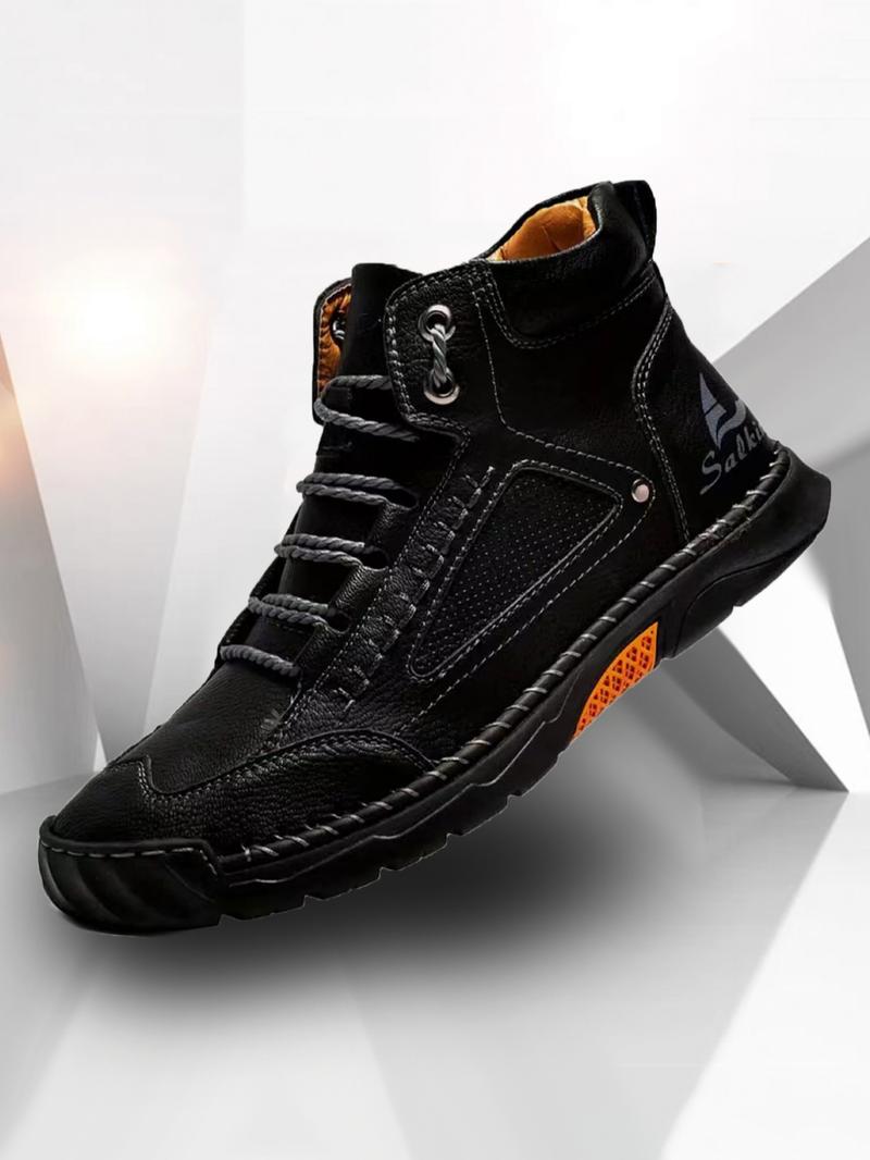 Men's Outdoor Lightweight Hiking Boots, Casual Sporty Lace Up Boots for Outdoor Activities, Fashionable Western Cowboy Style Shoes for Daily Wear