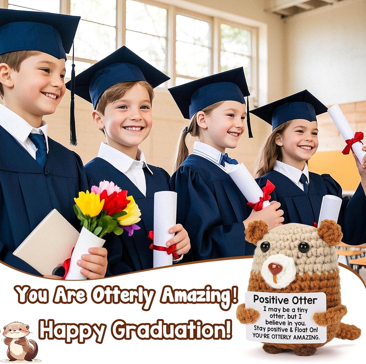 Crochet Otter Positive Emotional Support Gifts - Inspirational Motivational Handmade Stuffed Decor, Funny Pickle Potato Style Companion, Perfect Galentines Valentines Day Easter Birthday Presents for Women Men Teens Son Daughter Friends to Encourage