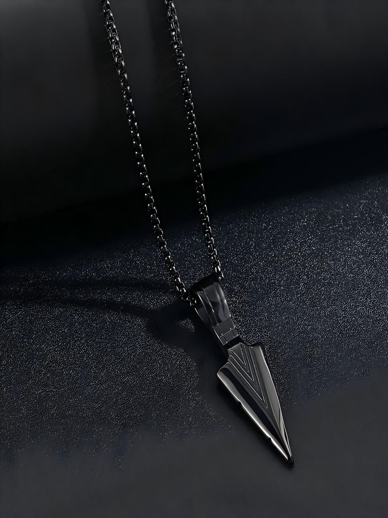 Punk Style Arrow Design Engraved Detail Pendant Necklace, Stainless Steel Jewelry for Party, Daily Clothing Decor, Trendy All-match & Exquisite Chain Jewelry for Birthday Gift